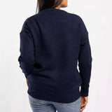 NAVY JERSEY WITH PIN TUCK DETAIL
