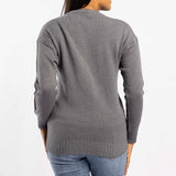 GREY JERSEY WITH PIN TUCK DETAIL