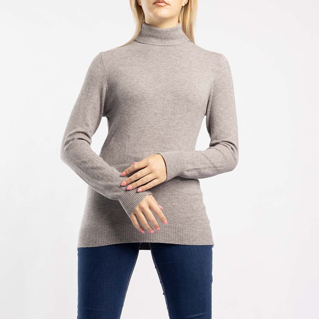 GREY POLO NECK JERSEY