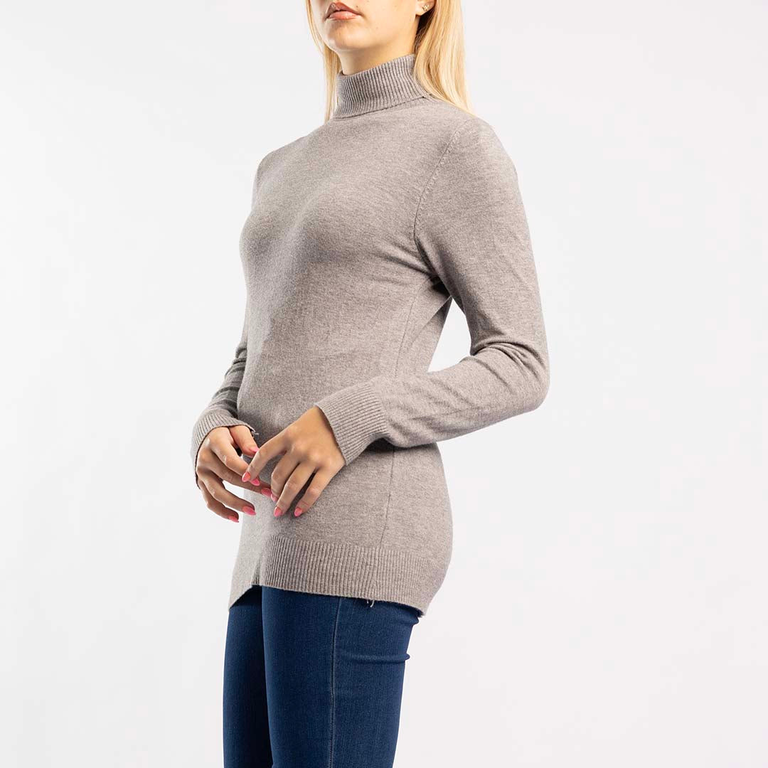 GREY POLO NECK JERSEY