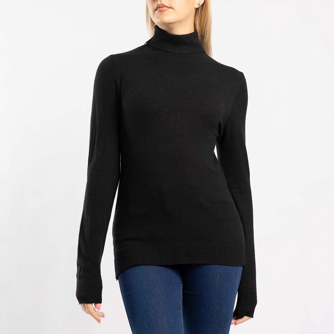 BLACK POLO NECK JERSEY