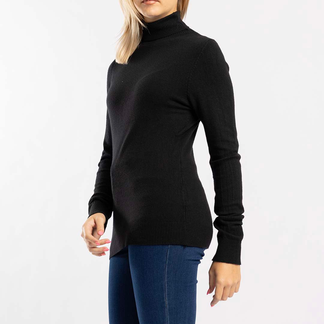 BLACK POLO NECK JERSEY