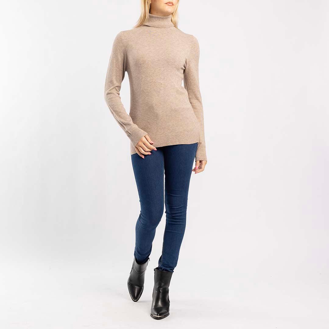 KHAKI POLO NECK JERSEY