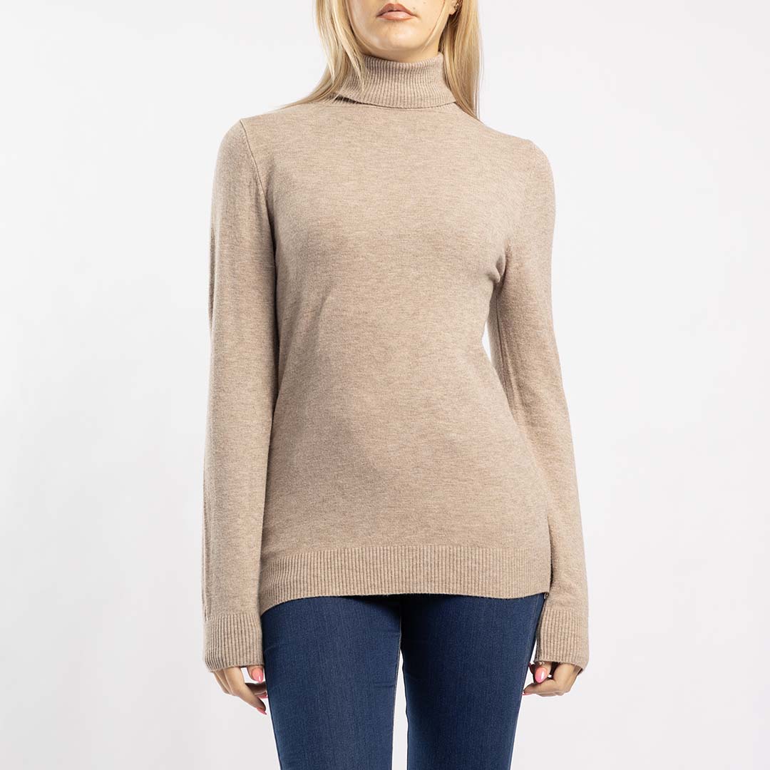 KHAKI POLO NECK JERSEY