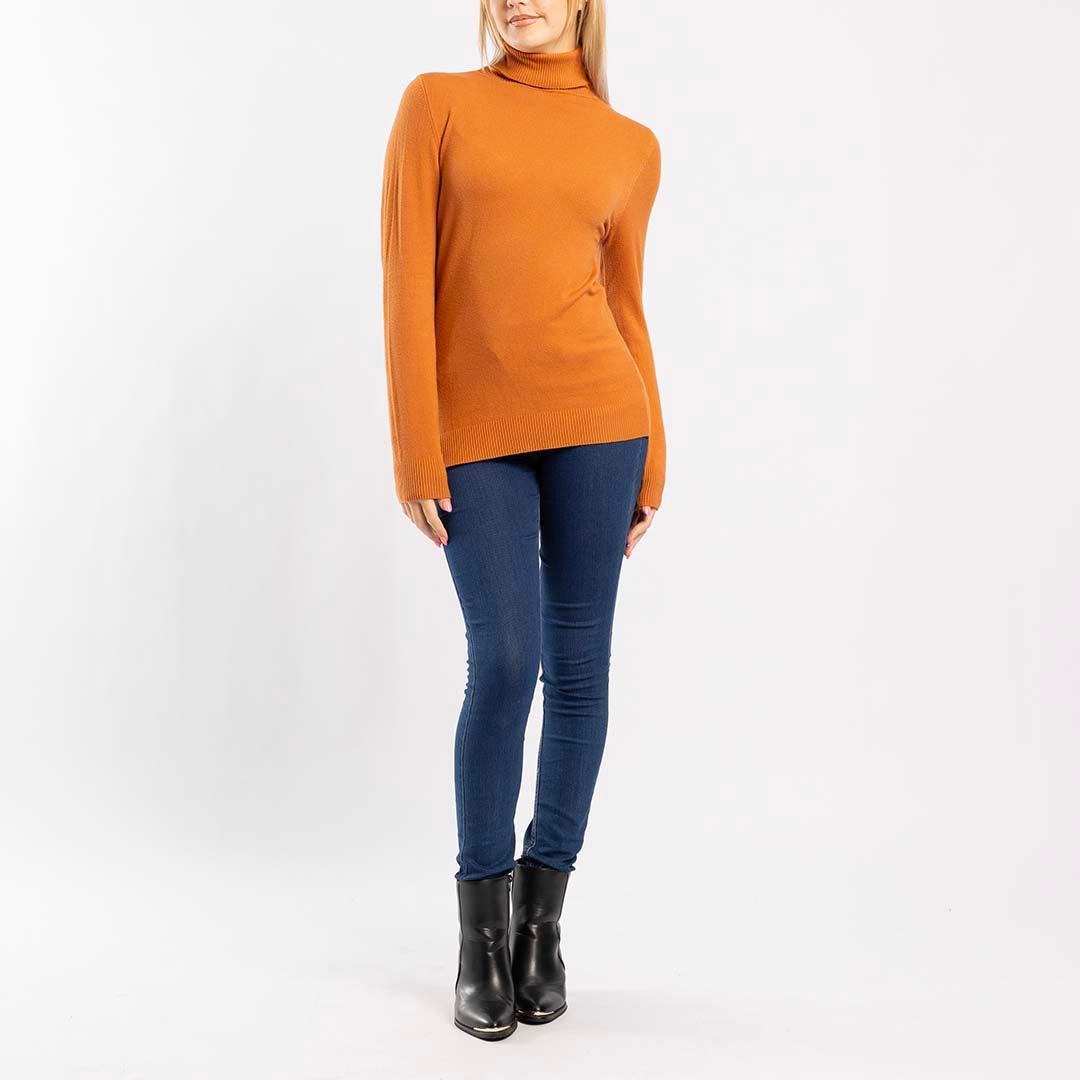 TAN POLO NECK JERSEY
