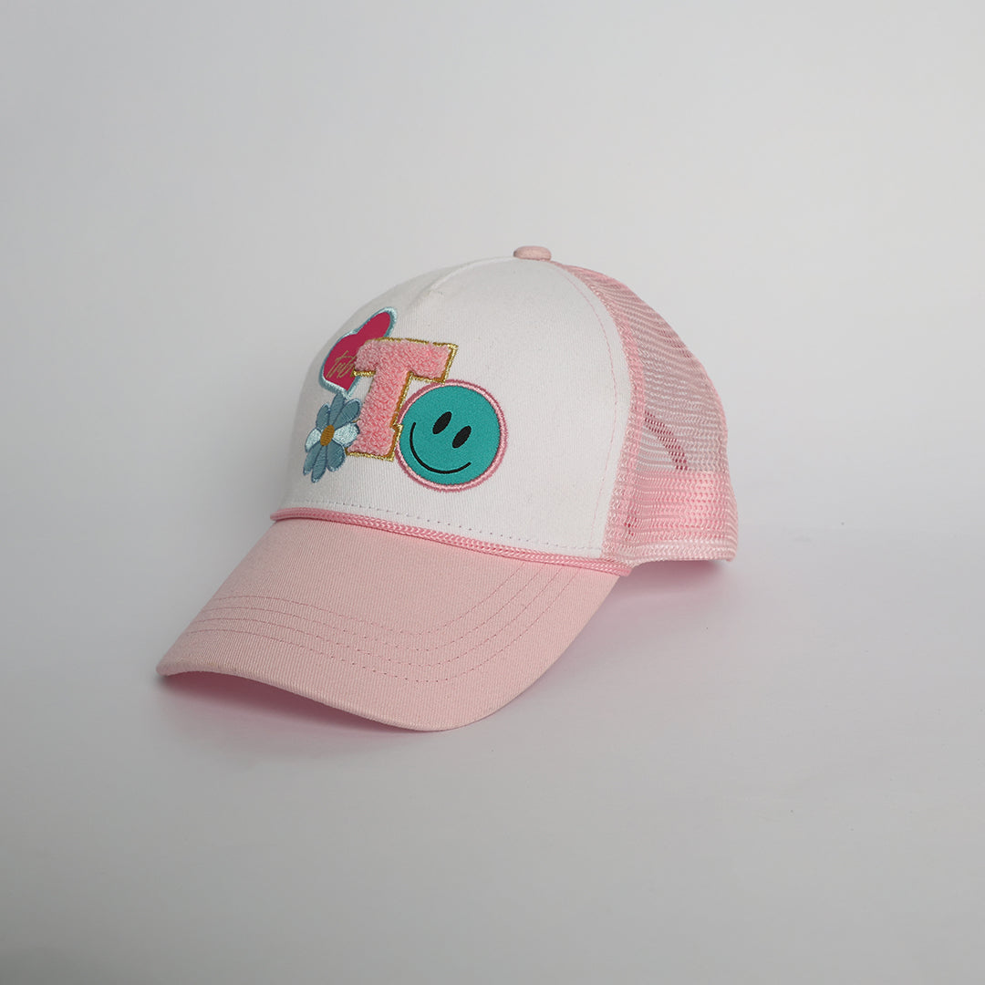 Colourblocked Trucker Cap.Badge Detail.