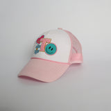 Colourblocked Trucker Cap.Badge Detail.