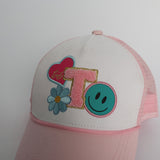 Colourblocked Trucker Cap.Badge Detail.