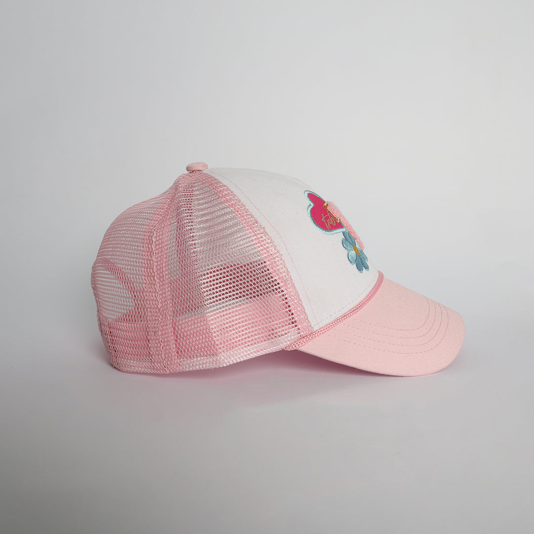 Colourblocked Trucker Cap.Badge Detail.