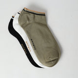 3 Pack Bamboo Trainer Liner Socks.Stone Cuff Stripe.