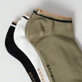 3 Pack Bamboo Trainer Liner Socks.Stone Cuff Stripe.