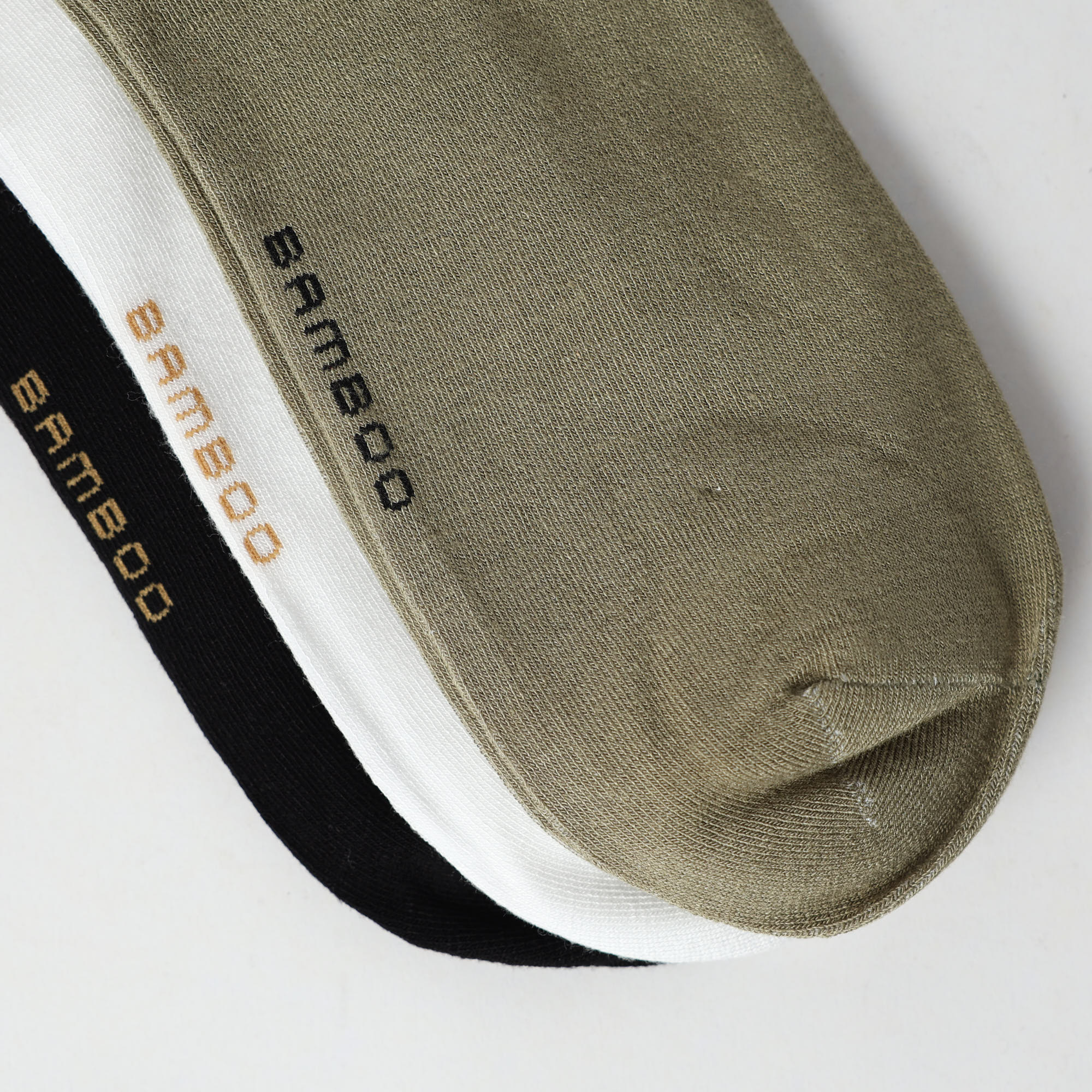 3 Pack Bamboo Trainer Liner Socks.Stone Cuff Stripe.