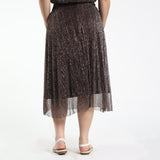 LADIES CIARRA CHOC LUREX PLESISE PLEATED SKIRT