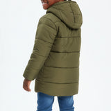 OLIVE PUFFER LONG SLEEVE JACKET(WITH HOODY)