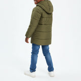 OLIVE PUFFER LONG SLEEVE JACKET(WITH HOODY)