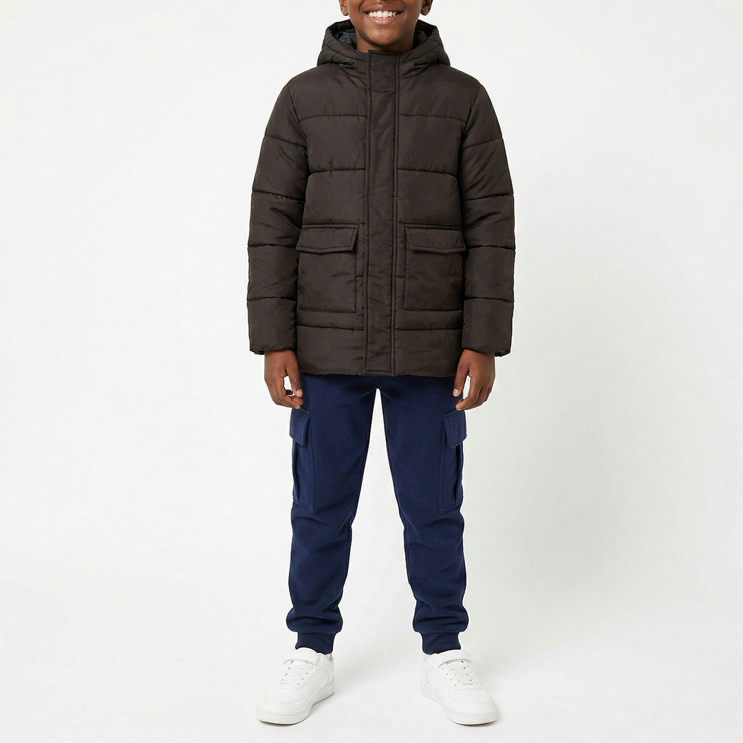 BLACK PUFFER LONG SLEEVE JACKET