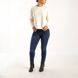 LADIES CREAM JERSEY WITH EMBELLISHMENT DETAIL