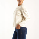 LADIES CREAM JERSEY WITH EMBELLISHMENT DETAIL