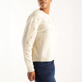 LADIES CREAM JERSEY WITH EMBELLISHMENT DETAIL