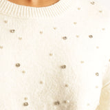 LADIES CREAM JERSEY WITH EMBELLISHMENT DETAIL