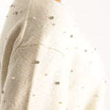 LADIES CREAM JERSEY WITH EMBELLISHMENT DETAIL