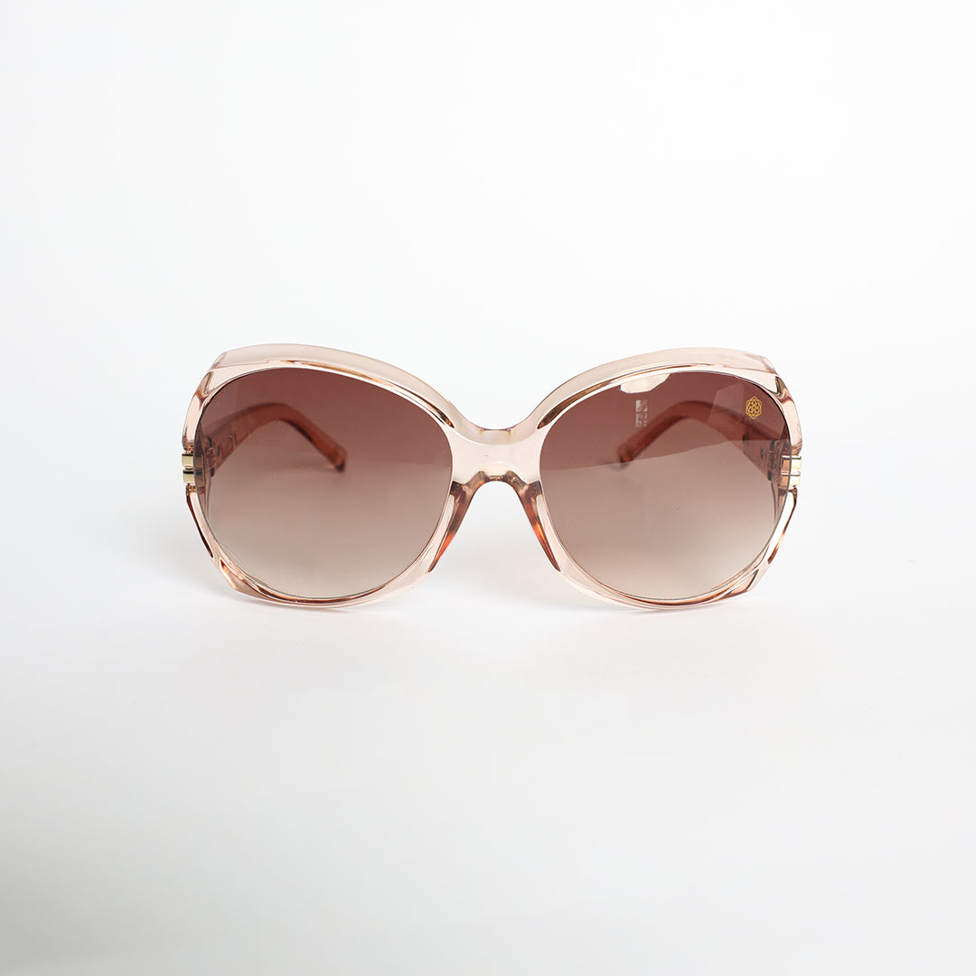 Crystal Round Oversized Sunglasses.Brown Gradient.
