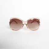 Crystal Round Oversized Sunglasses.Brown Gradient.