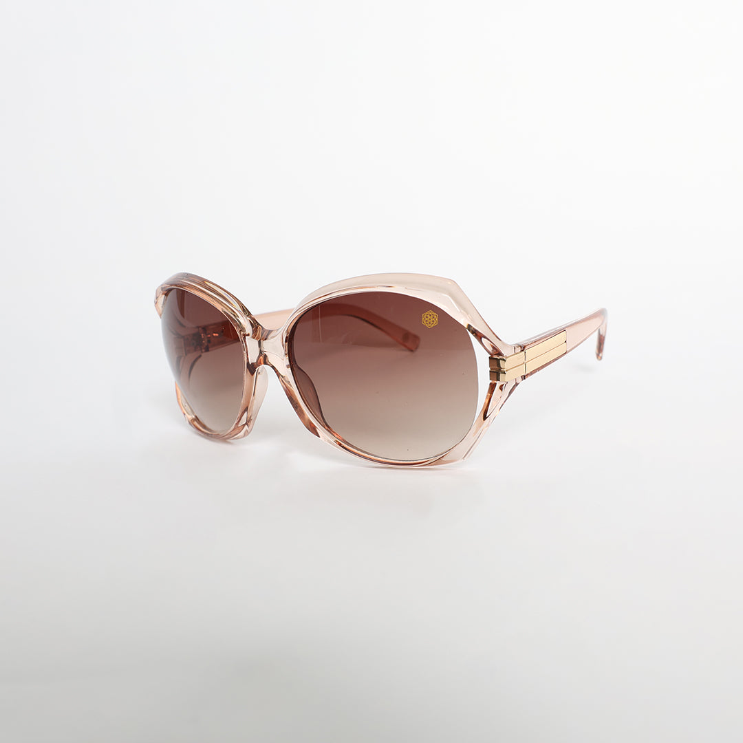 Crystal Round Oversized Sunglasses.Brown Gradient.