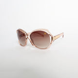 Crystal Round Oversized Sunglasses.Brown Gradient.