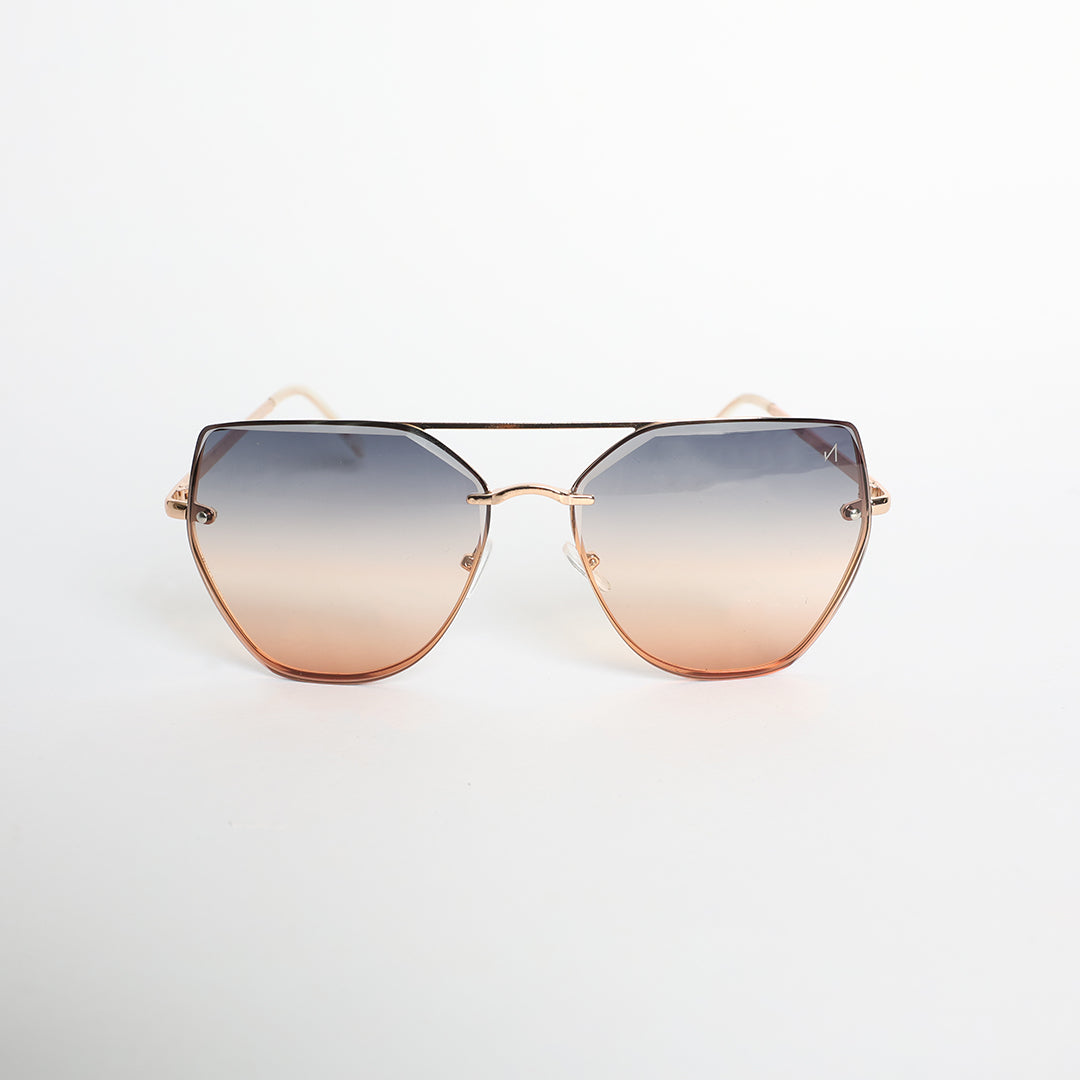 Angular Sunglasses.Nude Tips.Special Rainbow Ombre Lens.
