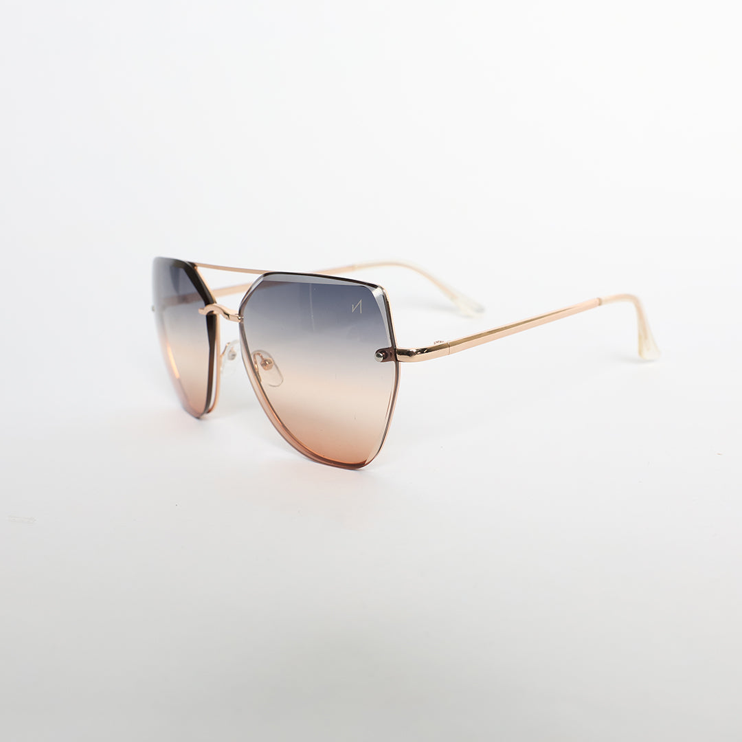 Angular Sunglasses.Nude Tips.Special Rainbow Ombre Lens.