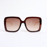 Crystal Oversized Sunglasses.Chain Detail.Dark Brown Gradient Lens.