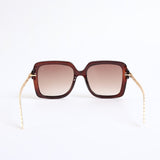 Crystal Oversized Sunglasses.Chain Detail.Dark Brown Gradient Lens.