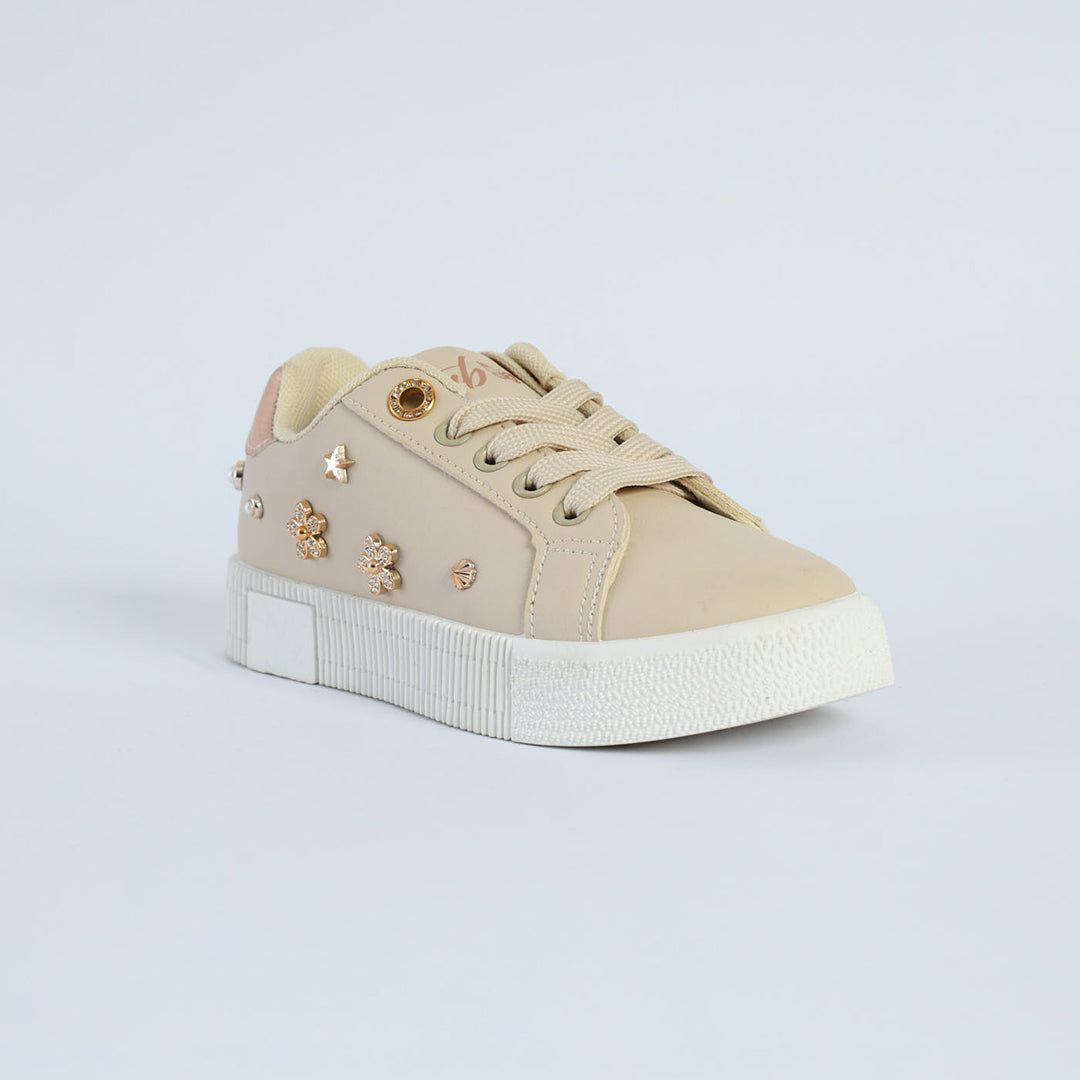 Embellished Sneaker.Gold Flowers And Stars. TRB Fashion Fusion
