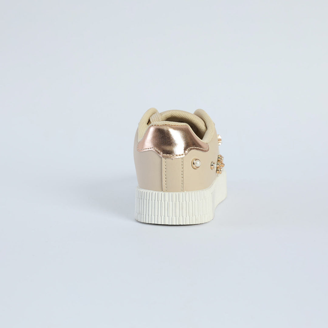 Embellished Sneaker.Gold Flowers And Stars. TRB Fashion Fusion