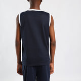 BOYS MODA NAVY PRINTED MESH VEST