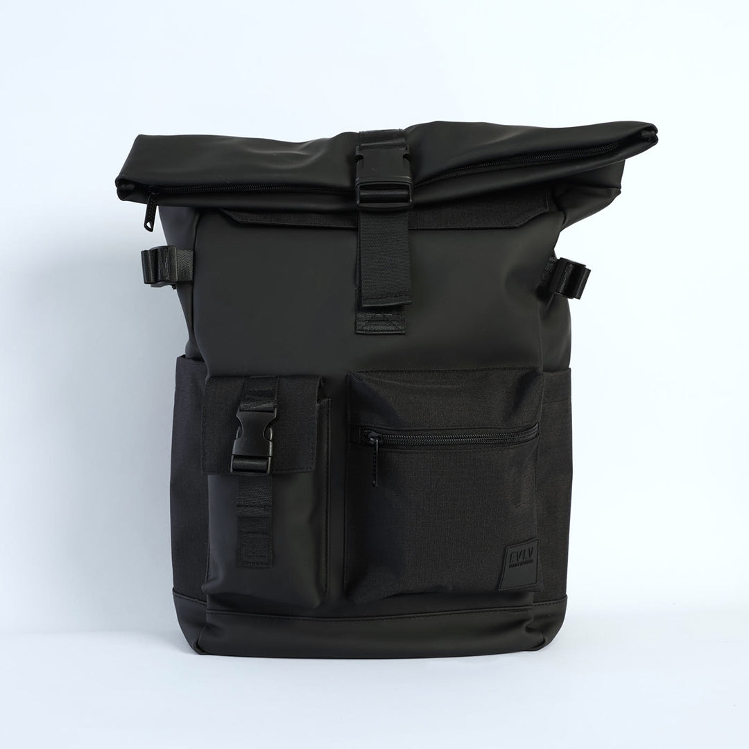 Matte Pu Flap Backpack.Ripstop Nylon Modular Compartments.