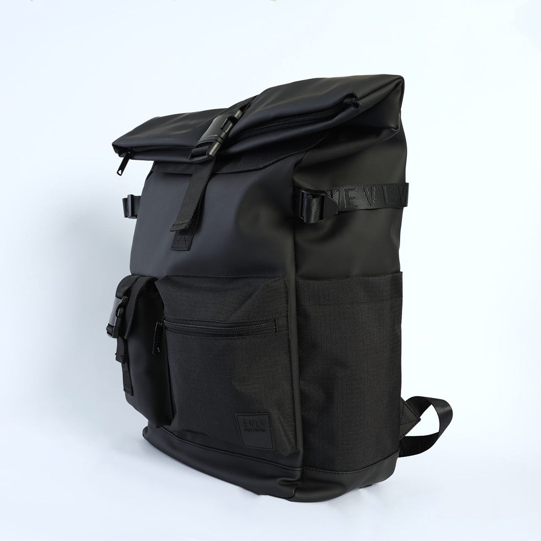 Matte Pu Flap Backpack.Ripstop Nylon Modular Compartments.