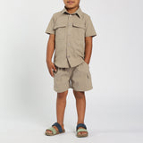 PRE-BOYS MODA TAUPE TASLON CARGO SHORTS