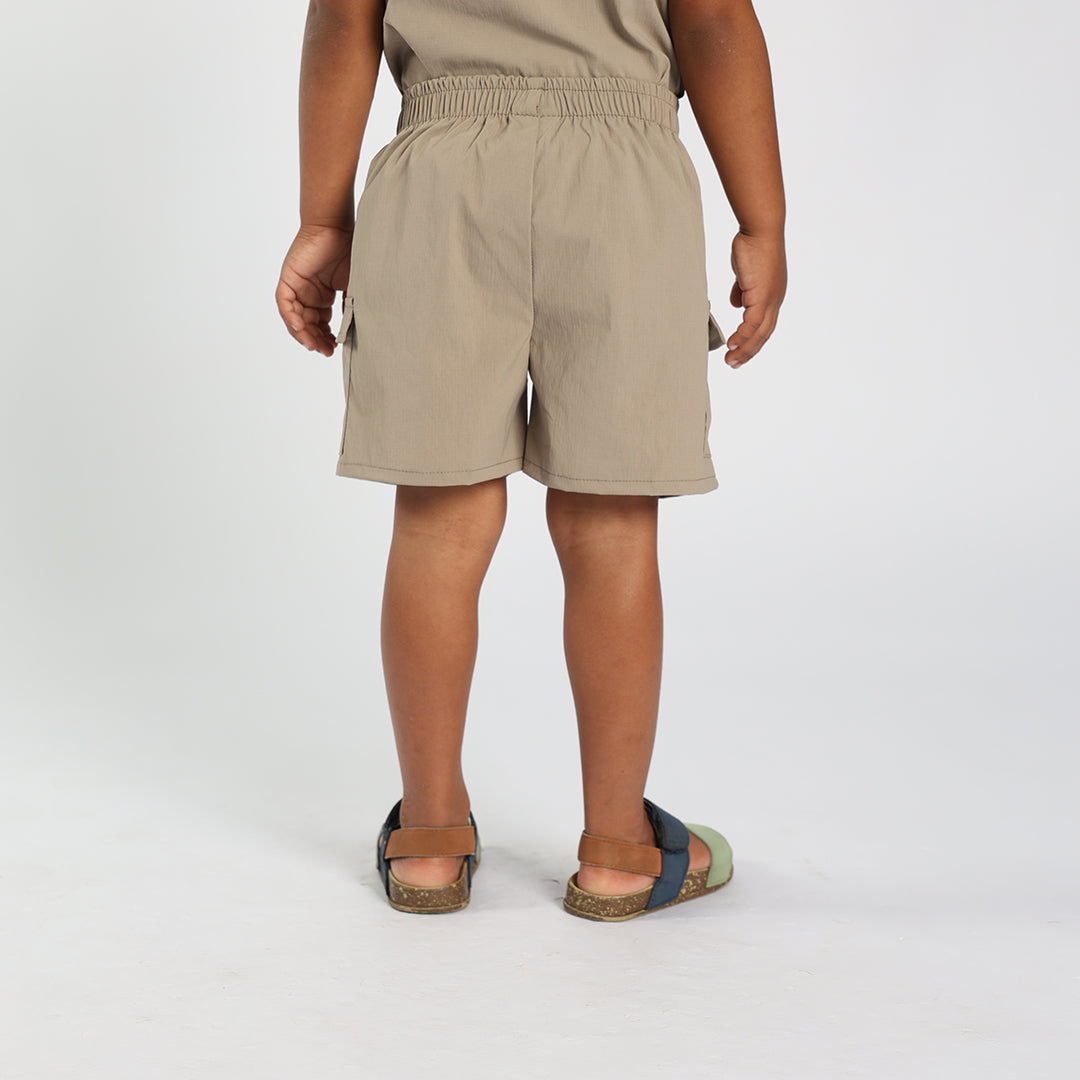 PRE-BOYS MODA TAUPE TASLON CARGO SHORTS