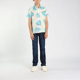 BOYS MODA WHITE FLORAL S/S VISCOSE SHIRT