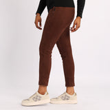 BROWN SUEDE PANT WITH ZIP ON POCKETS