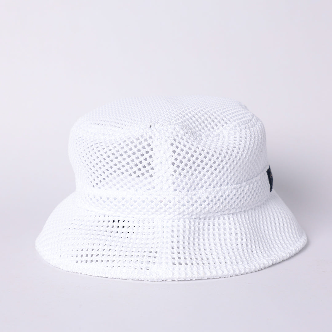 Netting Bucket Hat.Woven Badge Detail.
