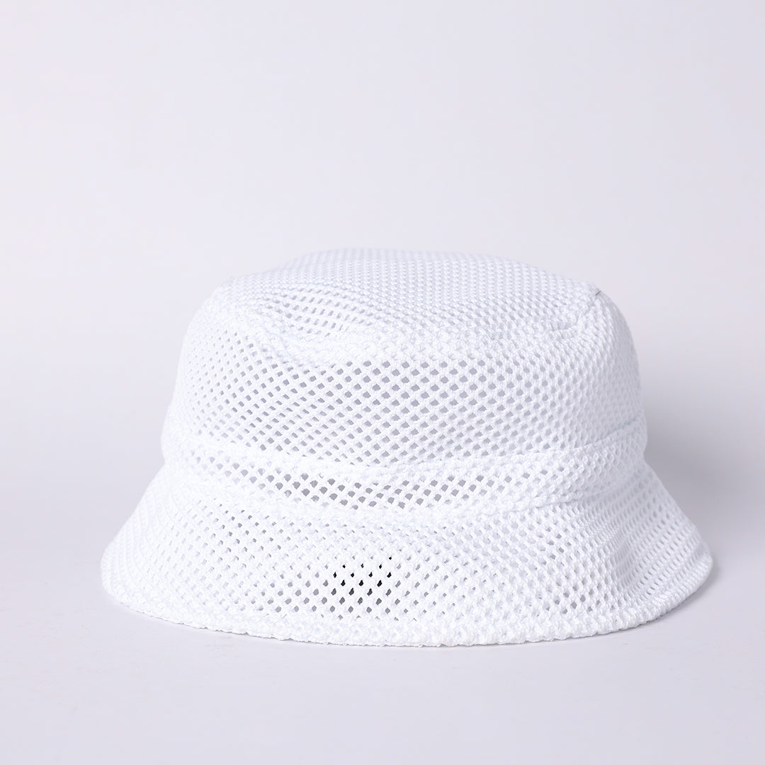 Netting Bucket Hat.Woven Badge Detail.