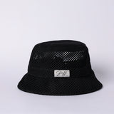 Netting Bucket Hat.Woven Badge Detail.