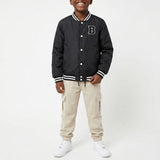 BLACK LONG SLEEVE BASEBALL JACKET