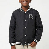 BLACK LONG SLEEVE BASEBALL JACKET