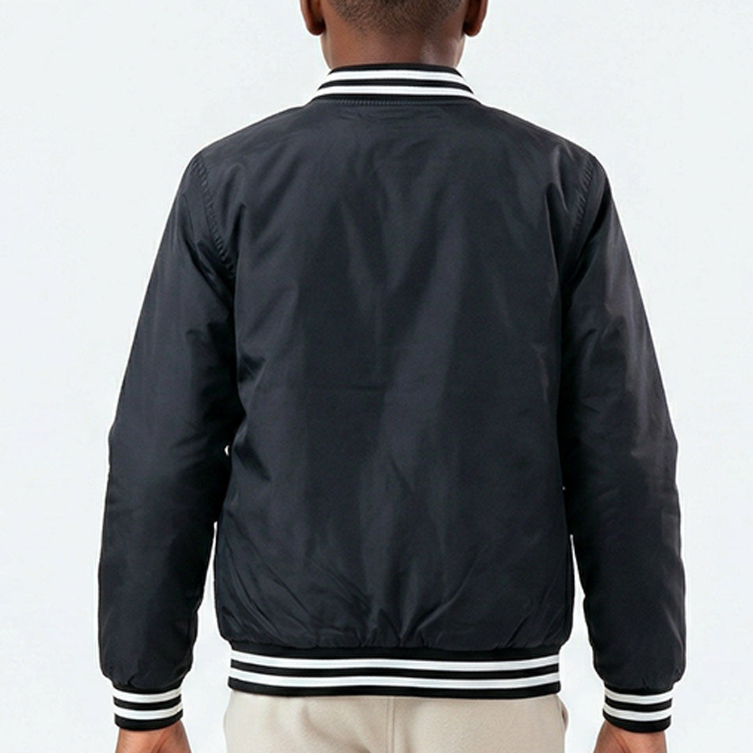 BLACK LONG SLEEVE BASEBALL JACKET