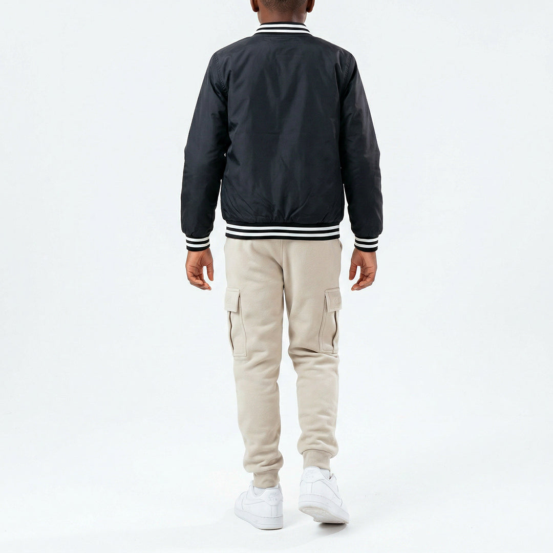 BLACK LONG SLEEVE BASEBALL JACKET