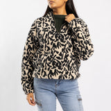ANIMAL PRINTED SWEATER 3/4 ZIP